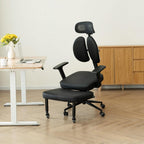 Ergonomic Posture Chair with Armrests,Kneeling Chair with Backrest,Rolling Cross-Leg,Multiple Adjustable Positions,for Office Home