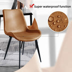 HIPIHOM Modern Dining Chairs Set of 4, Upholstered Faux Leather Cushion Seat and Sturdy Metal Legs (4 Brown Chairs)