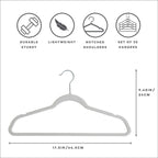 3 Sprouts - Adult Velvet Hangers - Non Slip Felt Clothing Hanger Set - Durable & Slim for Space Saving - Ideal Velvet Hangers for Organization - Lightweight Thin Clothes Hangers - Pack of 30 - Gray