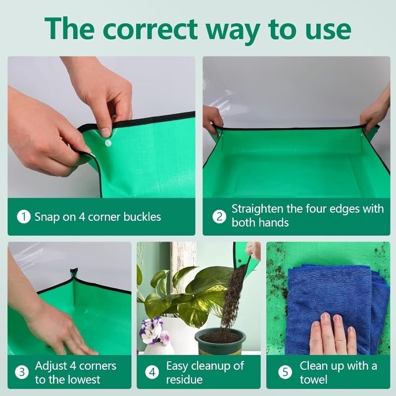 PE Plant Regeneration Mat Waterproof Portable Transplanting Mat with Snap Corners for Indoor Succulent Potting, Garden Use, 50 * 50cm