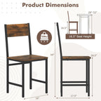 COSTWAY Dining Chairs Set of 4, Industrial Farmhouse Armless Side Chairs with Rustic Wood & Metal Frame, Wide Comfy Seat & Slanted High Back for Dining Room, Kitchen, Office, Restaurant