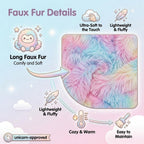 HEAH-YO Swivel Kids Chair with Wheels, Adjustable Kid Desk Chair with Arms, Cute Faux Fur Kids Study Chairs for Boys and Girls, Rainbow Color