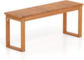 Tangkula Acacia Wood Outdoor Bench Backless, 2-Person Wood Patio Bench with Slatted Seat, Outdoor Backless Dining Bench for Backyard, Poolside, Porch (43.5")