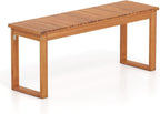 Tangkula Acacia Wood Outdoor Bench Backless, 2-Person Wood Patio Bench with Slatted Seat, Outdoor Backless Dining Bench for Backyard, Poolside, Porch (43.5")