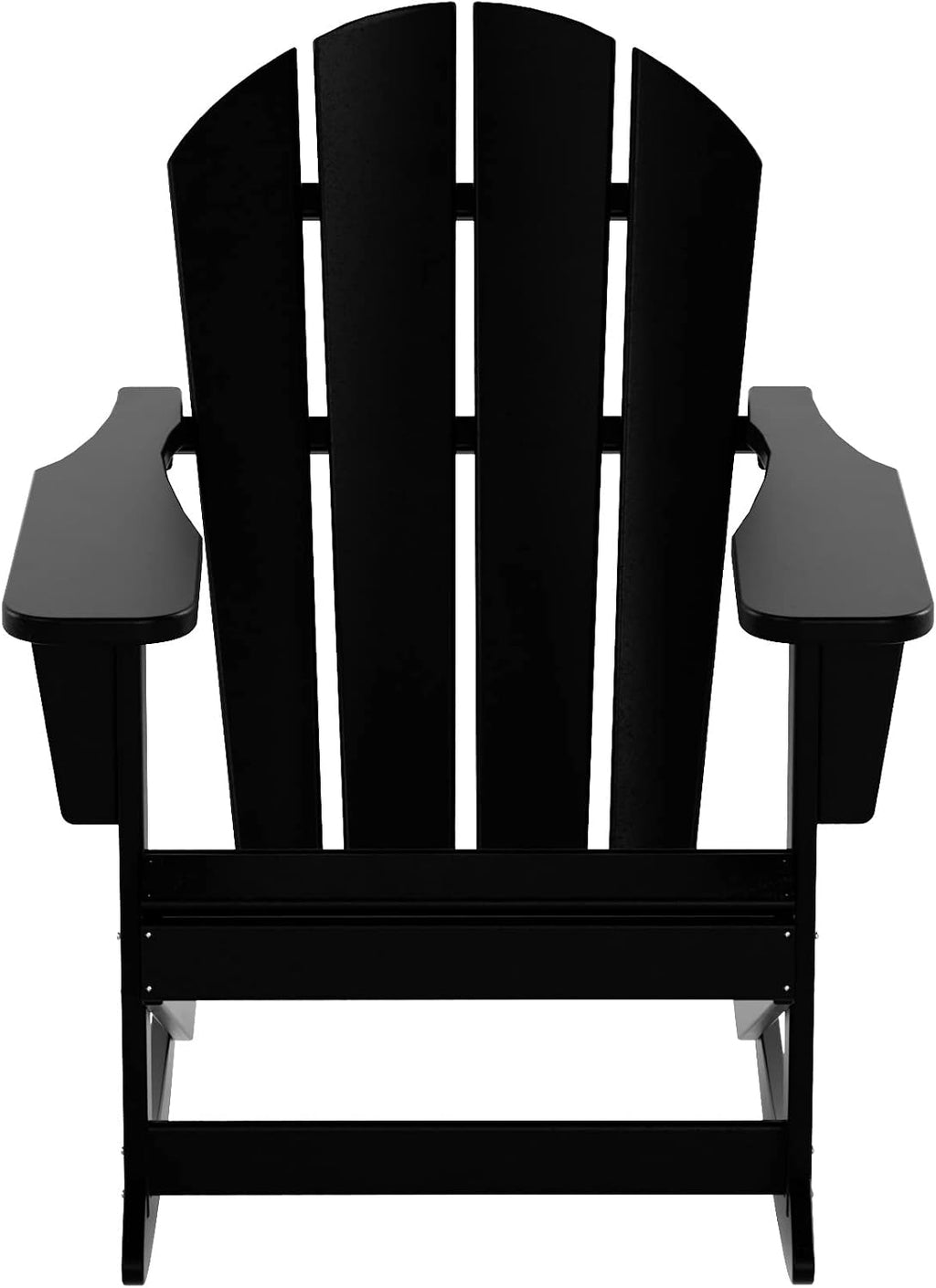 HDPE Laguna Outdoor Rocking Poly Adirondack Chair with Side Table 3-Piece Set, Black