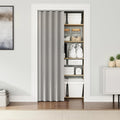36 x 80 Inch Accordion Door - PVC Foldable Interior Folding Door with Trimmable Height, Track Hardware Kit, Magnetic Closure for Closet Bedroom Room Divider, Grey