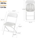 Allpop 10 Pack Plastic Folding Chair, 300lb Capacity, Portable Commercial Chair Seat with Steel Frame for Wedding Party Office Indoor Outdoor Events, Stackable, White