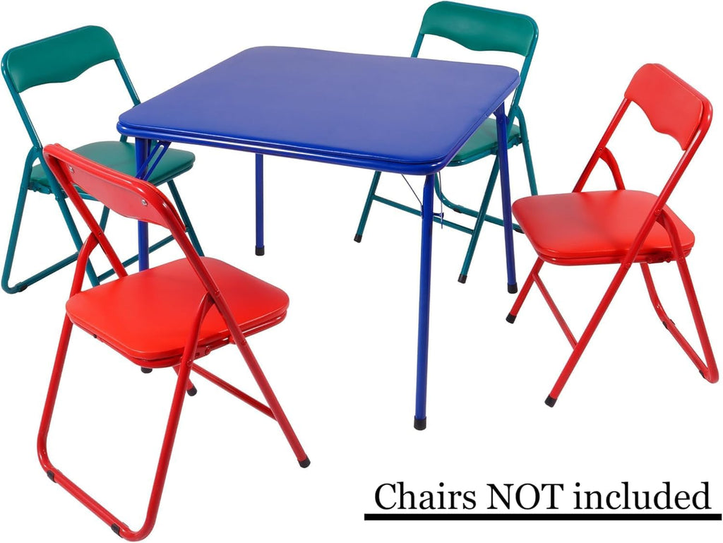 Peekabu Kids Folding Square Table Collapsible Legs Card Table with Padded Tabletop Small Foldable Toddler Activity for Indoor Outdoor, 23.5" W X 23.5" D X 20.5" H, Blue