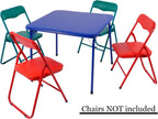 Peekabu Kids Folding Square Table Collapsible Legs Card Table with Padded Tabletop Small Foldable Toddler Activity for Indoor Outdoor, 23.5" W X 23.5" D X 20.5" H, Blue