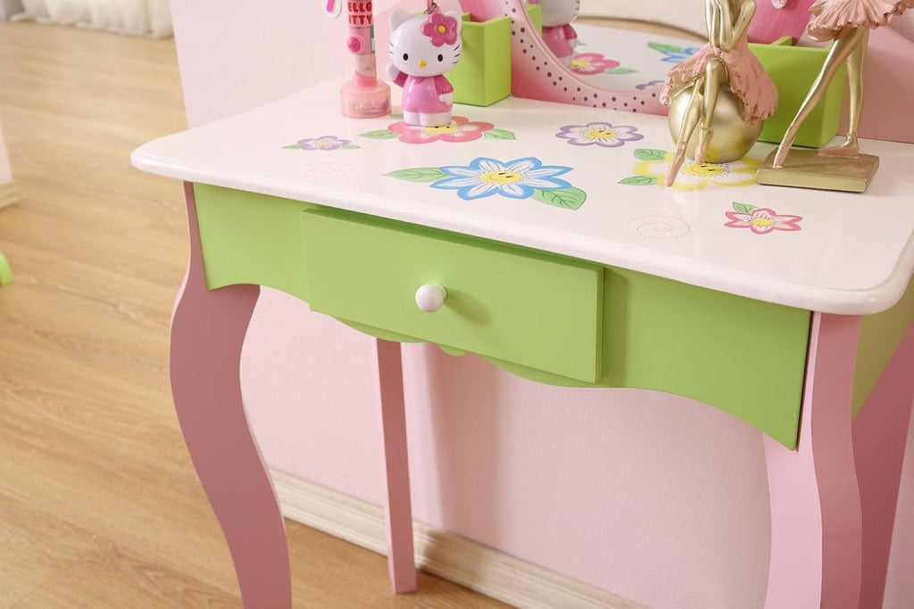 Funnel Layla Girls Flower Vanity Set with Stool