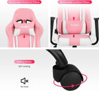 Gaming Chair, Video Game Chair, Cheap Computer Gaming Chair PU Leather High Back PC Gaming Chair Ergonomic Racing Swivel Office Desk Chair with Headrest and Lumbar Support for Adults Kids Pink
