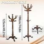 74" Wooden Coat Rack Stand,Coat Racks Freestanding With 14 Hooks And Solid Round Base Heavy Duty Adjustable Height Hall Tree Coat Rack for Entryway Hallway Foyer Office Bedroomf (Triangle Antique)