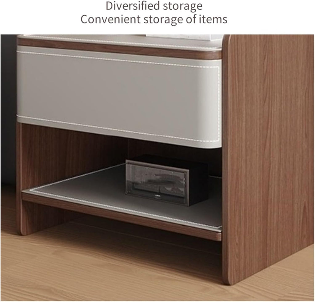 Modern Nightstands with Drawer and Open Storage Shelf Wooden Bedside Table End Table with Storage Sofa Side Table for Indoor Living Room Creative idea(Gray)