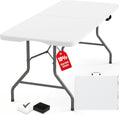 Fenbeli Upgraded 18% Thickened Folding Table 6ft Made of HDPE Plastic, Heavy Duty (25lb), Stable Thicker Legs, Dining Indoor Outdoor for Camping, Picnic and Party (Pearl White, 6FT)