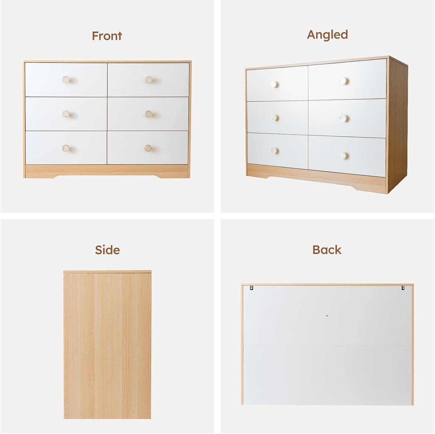 White Baby Dresser for Nursery Bedroom, 6 Drawer Organizer for Closet