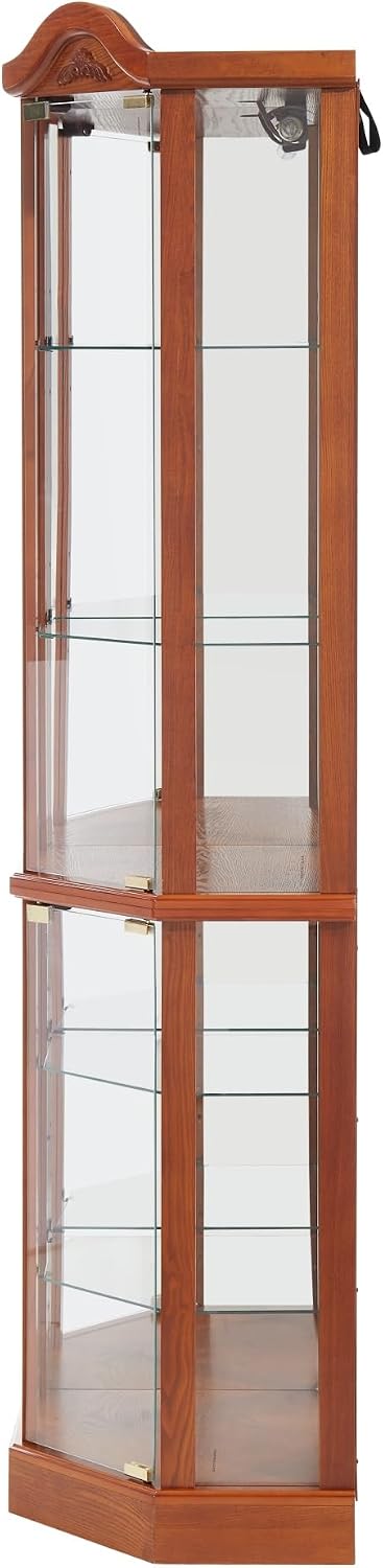 Classical Glass Cabinet Lighted, Wine Cabinet with Adjustable Glass Shelves, for Living Room Corridor,for Kitchen Home