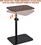 Side Table, Couch Side Table, C Table Adjustable Swivel Sofa Tray Table with Heavy Metal Base, 11.8×15.7in C Shaped End Table for Couch, Bed, or Living Room