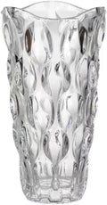 Luxury Tall Glass Vase, Premium Geometric Shape Flower Vase - White Textured Surface Home Decor, Decorative Modern Farmhouse, Ideal for Shelf, Mantle, Table & Entryway Decor, Clear