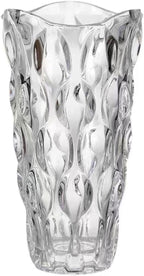 Luxury Tall Glass Vase, Premium Geometric Shape Flower Vase - White Textured Surface Home Decor, Decorative Modern Farmhouse, Ideal for Shelf, Mantle, Table & Entryway Decor, Clear