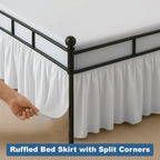 Mattress-Homes Ruffled Bed Skirt Split Corners with Platform, Tailored Fit Hotel Quality Wrinkle Free Ultra-Soft Microfiber Dust Ruffle, Upto 18 Inch Drop, Queen, White