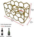 AT-VALY Countertop Wine Rack,Durable and Sturdy Freestanding 14 Bottle Wine Holder for Home Decor, Bar,Cabinet,Pantry (Gold)