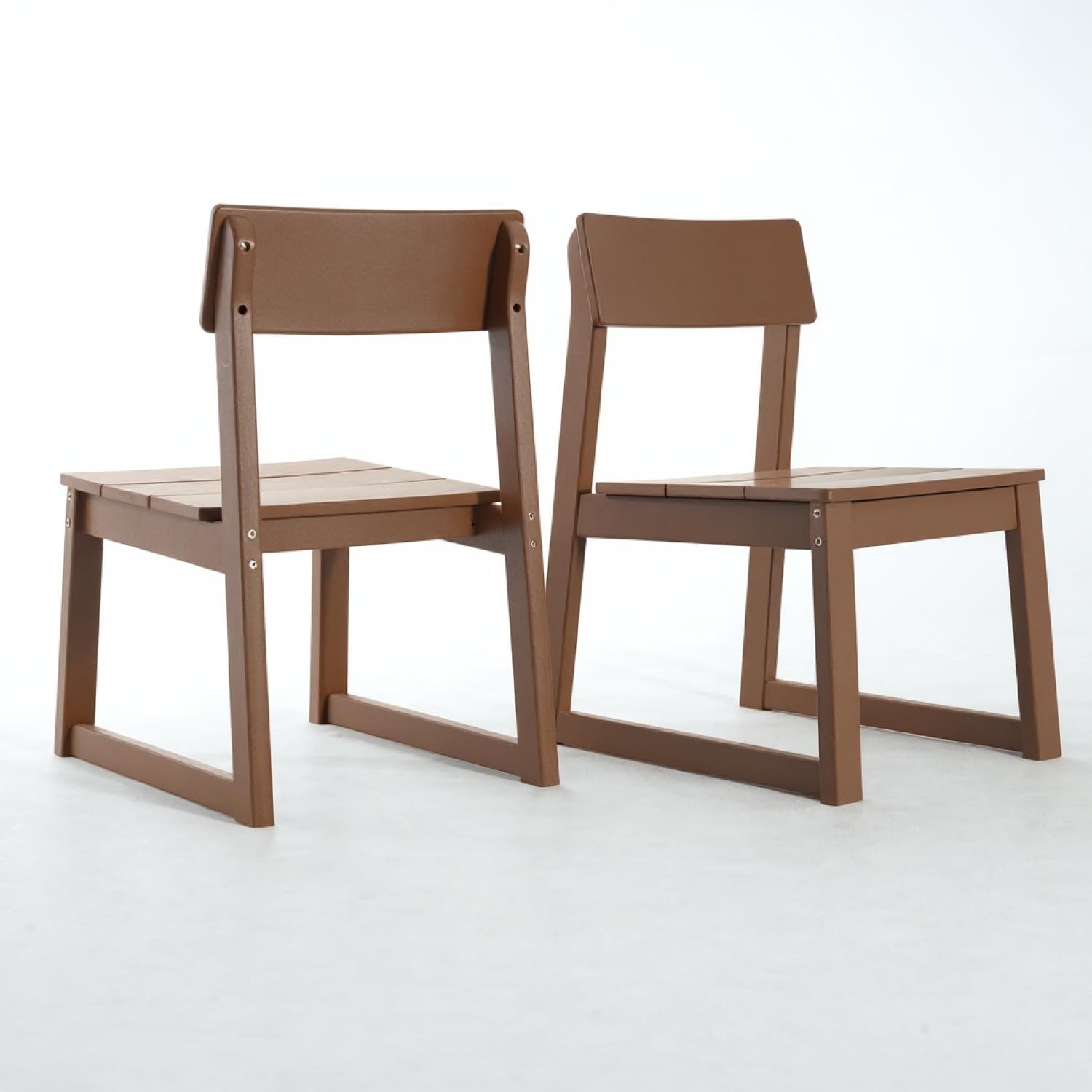 2-Pack Brown HDPE Outdoor & Garden Backrest Chairs
