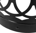 14" Powder-Coated Iron Bedside Table, Small Sofa Side Table with Cylindrical Shape, Small Sofa Couch Table with Circle Pattern for Indoor Outdoor use, Black