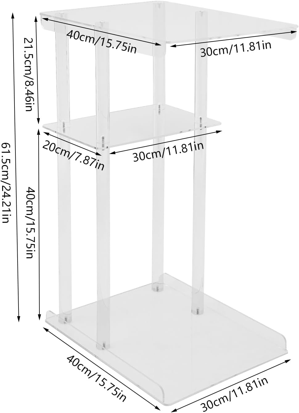 Acrylic Side Table Clear End Tables C Shaped Plant Stand 3 Tiers Small Snack Coffee Table, Perfect for Small Spaces, Suitable for Potted Plants and Decor