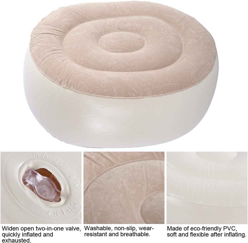 Inflatable Foot Stool PVC Air Inflatable Stool Ottoman Chair for Dorm or Outdoor Camping or Sports