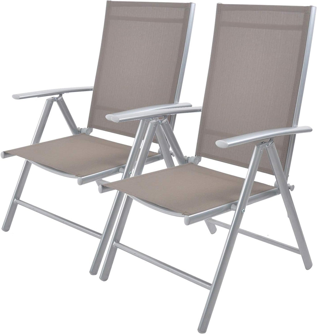 Set of 2 Folding Sling Back Chairs Patio Adjustable Reclining Back Sturdy Aluminum Frame with Armrest Chair Zero-gravity Indoor Outdoor Garden Pool Bench,Gary