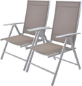Set of 2 Folding Sling Back Chairs Patio Adjustable Reclining Back Sturdy Aluminum Frame with Armrest Chair Zero-gravity Indoor Outdoor Garden Pool Bench,Gary
