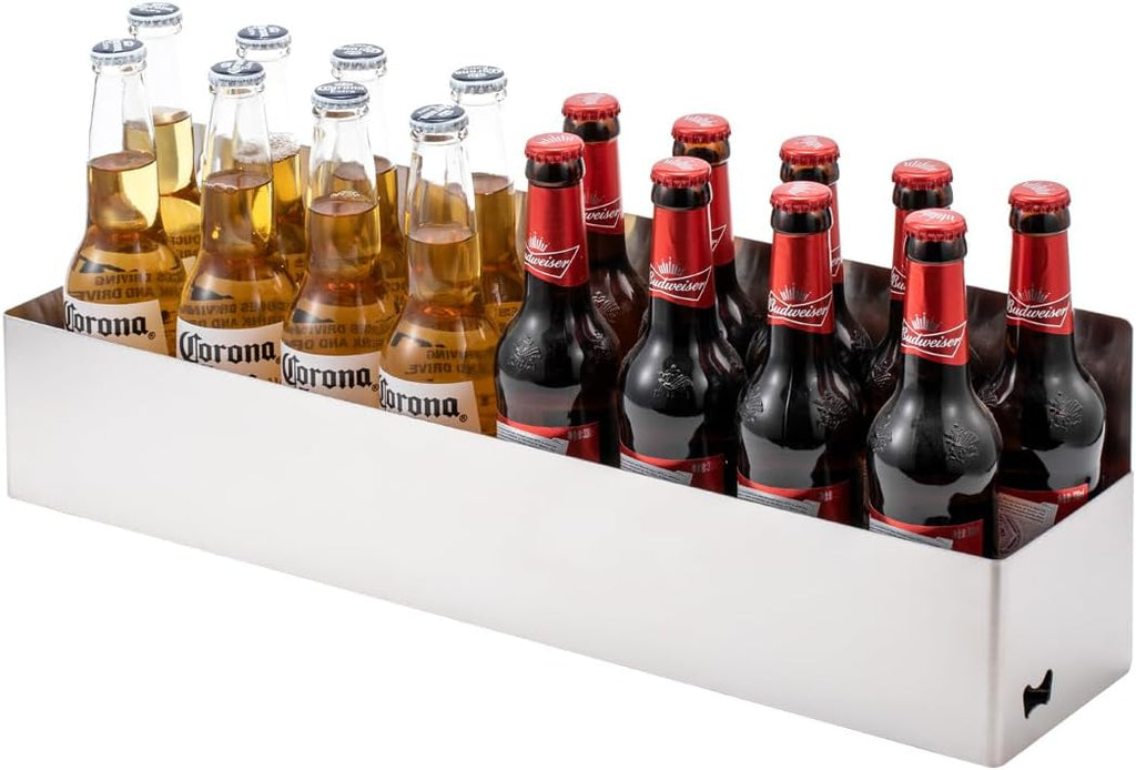 FlagShip Speed Rail 22 Inch Stainless Steel Liquor Bottle Holder Wall Mounted Syrup Rack Bottle Storage for Bar,Kitchen,Coffee Station