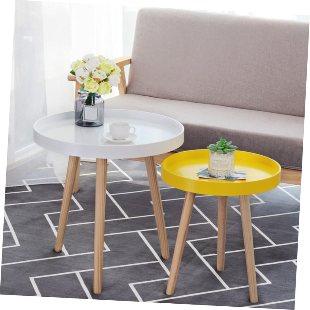 Nordic Style Mini Round Coffee Table White Small Corner Sofa Side Table Creative Indoor Household Accent for Living Room Bedroom