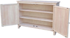 Solid Wood Hall Cupboard - 34" H, Unfinished