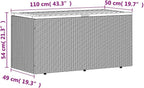 Patio Storage Box Black 43.3"x19.7"x21.3" Poly Rattan Resin Wicker Bench with Acacia Wood Lid for Outdoor Patio Deck Pool Garden Furniture Storage