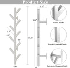 Vlush 2Pack Wall Mounted Coat Rack - 9 Hooks, Modern Metal Design, for Hats, Coats and Bags - Suitable for Entryways and Bedrooms - White (37.9" Height)
