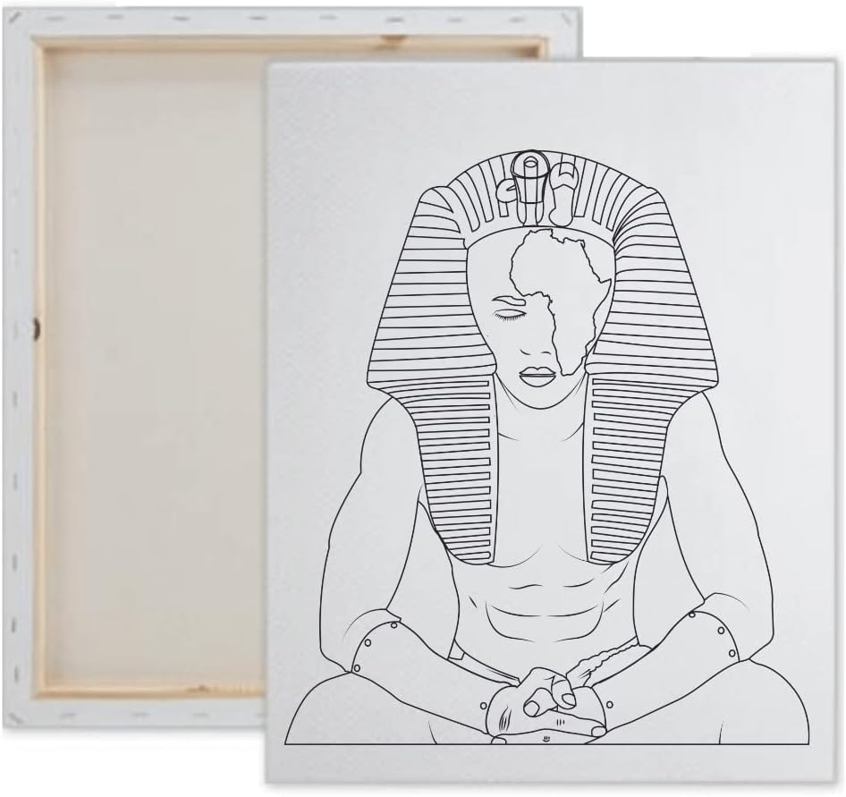 Essenburg Pre Drawn Canvas Painting Kit | Pharaoh Valentines Pre Drawn Stretched Canvas Kit | Adult Sip and Paint Party Favor | DIY Date Night Couple Activity (M 12X16, 12 COLORS OF PAINT)