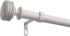 EXCLUSIVE HOME Duke 1" Curtain Rod and Coordinating Finial Set, Distressed White, Adjustable 36"-72"