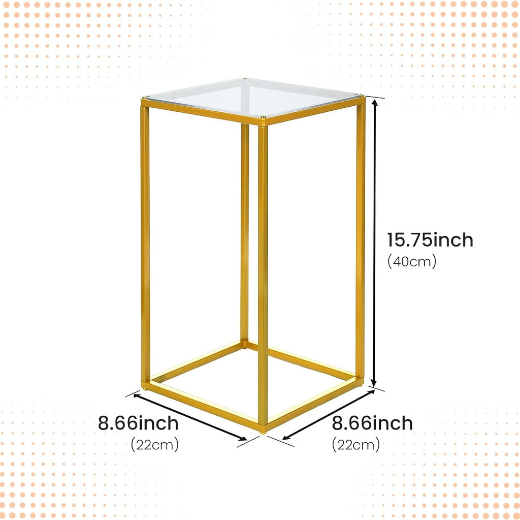 YALLOVE 10 Pcs 15.75" Gold Wedding Flower Stand Metal Vase Column Stand Geometric Centerpiece Vase for Home Party Wedding Decorations, Rectangular Flower Display Rack