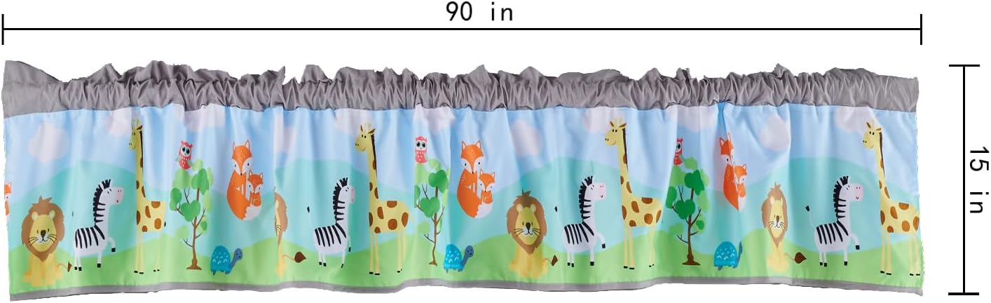 1 PCs Animal Themed Nursery Decorative Window Valance Noah's Ark Baby Girl Baby Boy Animal Thematic Window Curtain
