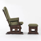 Joli Deluxe Glider Chair and Ottoman Set (Green Fabric and Walnut Frame)