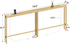 ELYKEN Bamboo Narrow Console Table with Charging Station, 2 Pack Slim Sofa Table Behind Couch, Entryway Table with Outlets for Living Room, Hallway, 5.9 x 39.4 x 31.1in, Natural