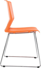 Sidanli Orange Stacking Chairs for Classroom, Plastic Stackable Chairs for Conference Room, Orange Chairs Set of 4.