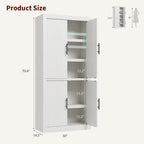 GarveeHome Kitchen Storage Pantry, Pantry Storage Cabinet with 4 Doors & Adjustable Shelves, Freestanding Farmhouse Pantry Cupboard & Magnetic Door for Dining & Living Room, Retro White