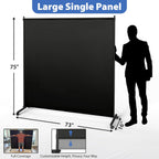 Large Single Panel Room Divider, 73" x 75" Freestanding Privacy Screen with Wheels, Thickened Fabric Partition Wall for Room Separation, Portable Room Separator for Indoor Office, Bedroom,Patio