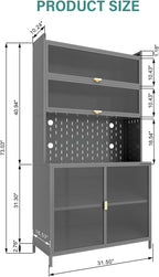 73" Tall Kitchen Pantry Cabinet, 6-Level Metal Storage with Flip Door, Pegboard, Microwave Shelf & Anti-Tip Design for Kitchen, Dining Room, Living Room,Grey