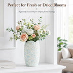 BEAHOT Ceramic Vases Set of 3 – 6.7-inch Handmade Blue & White Pottery Trio with Speckled Glaze – Decorative Flower Vases Home Decor for Table Mantel Entryway Shelf Living Room Kitchen Bathroom