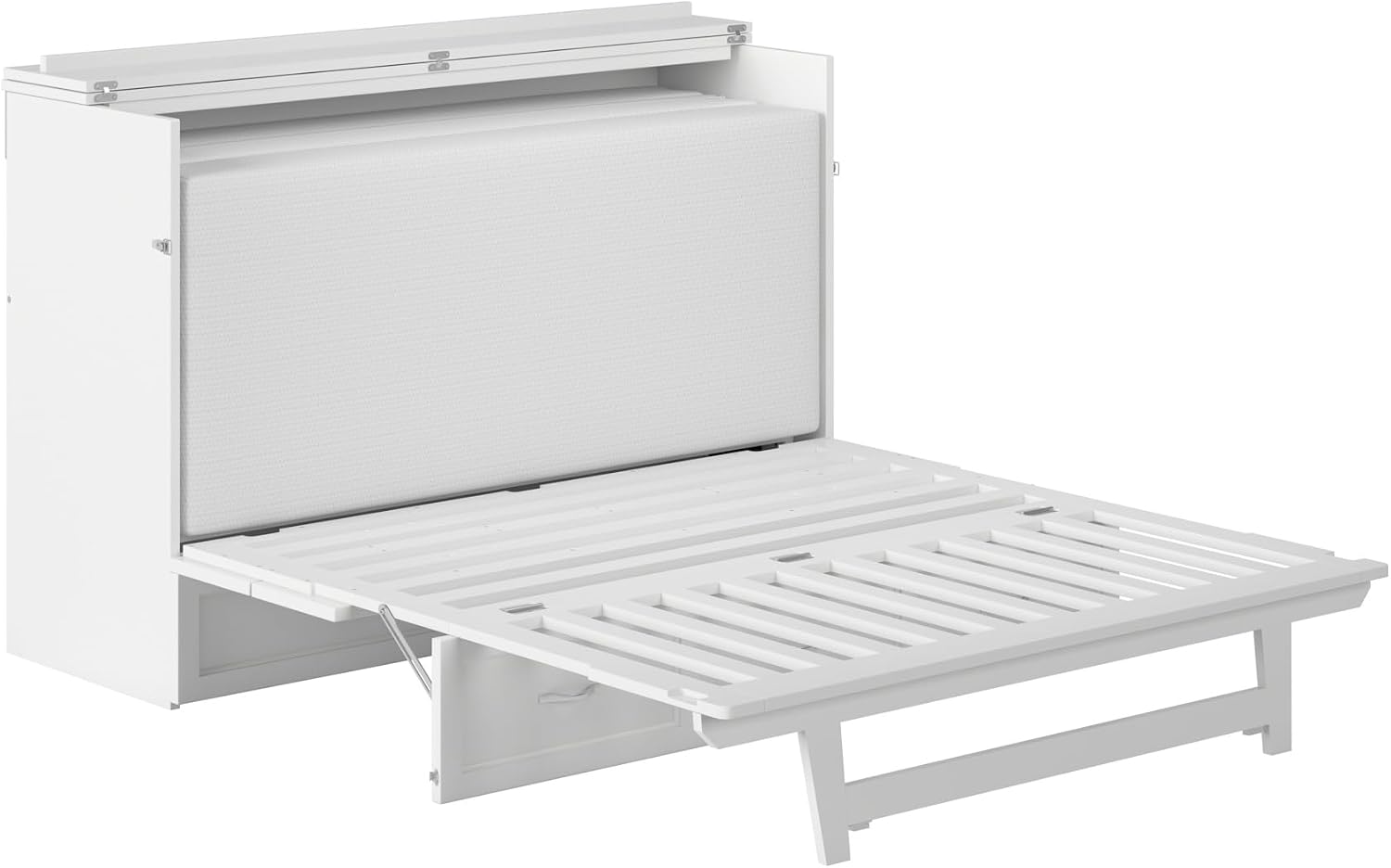 AFI, Northfield Murphy Bed Chest Queen with 6" Mattress, Storage Drawer & Built-in USB Charger, White