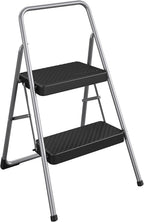 CoscoProducts COSCO 11137PBL1E 2 Household Folding Step Stool, ANSI Type 3, 200 lb Weight Capacity, Platinum