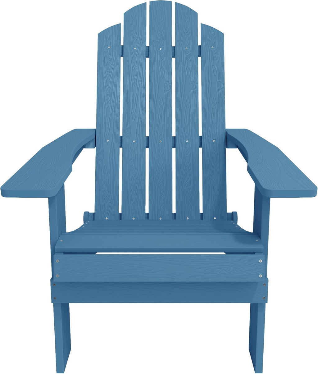 MXIMU Folding Adirondack Chair for Outdoor: Easy to Assemble and Comfortable Adirondack Chairs Set of 2 - All Weather Composite Plastic Chair for Outside Fire Pit Patio Lawn Garden Backyard Use(Navy)